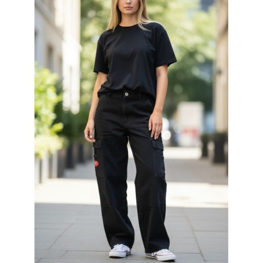 Black Wake Jeans Petite Cargo Pants With Pockets Size S